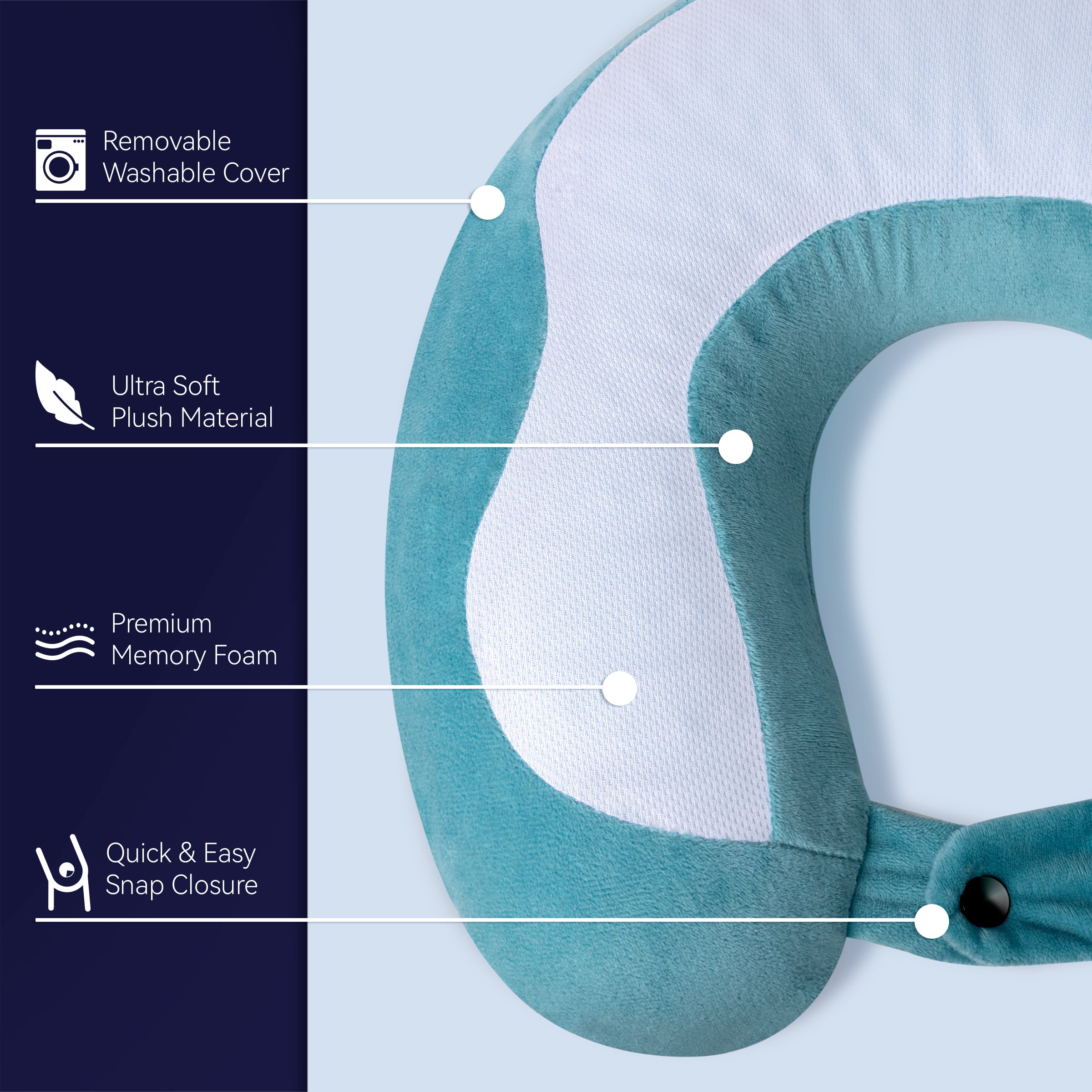 Memory Foam Neck Pillow for Travel with Removable Cover, Supportive and Comfortable, Small
