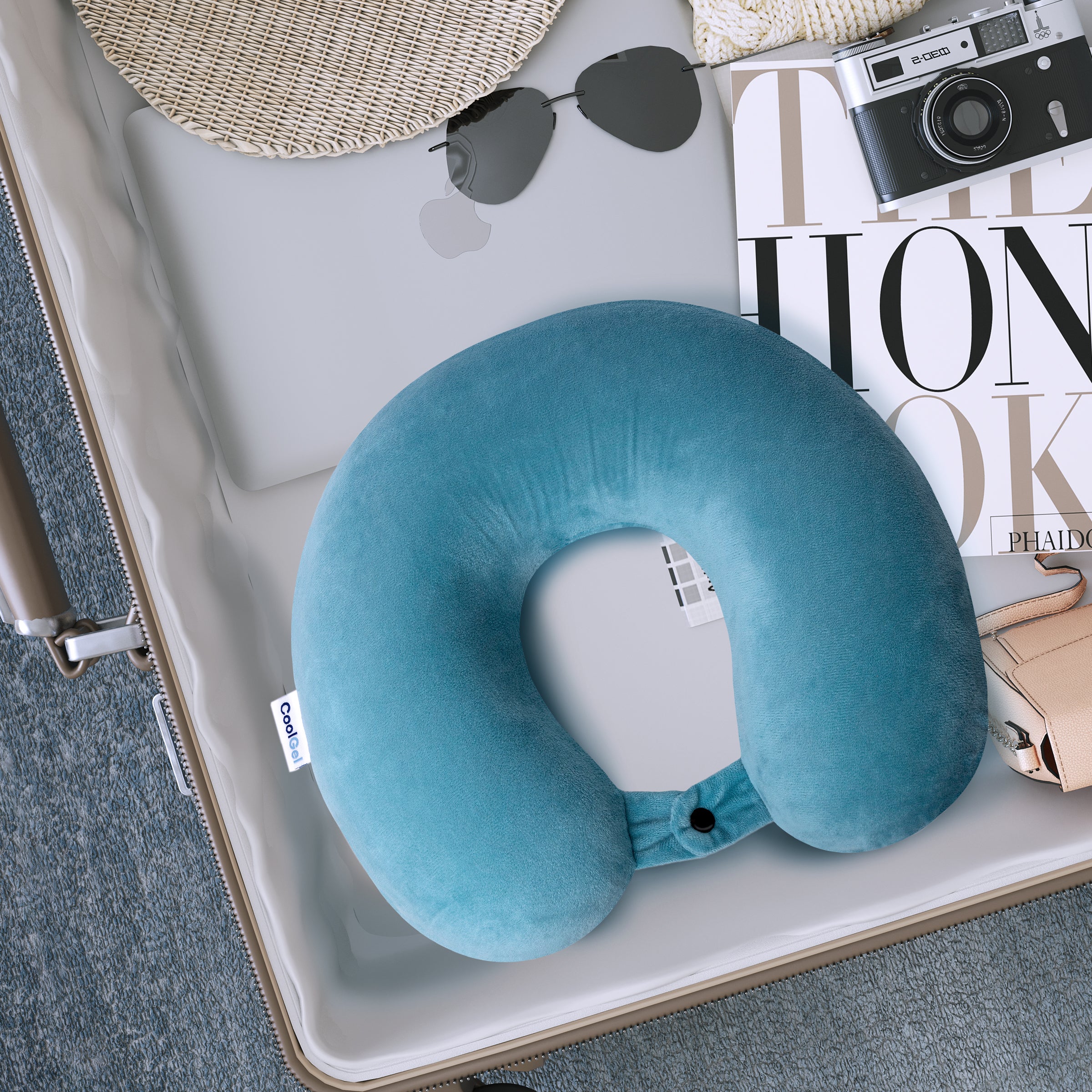 Memory Foam Neck Pillow for Travel with Removable Cover, Supportive and Comfortable, Small