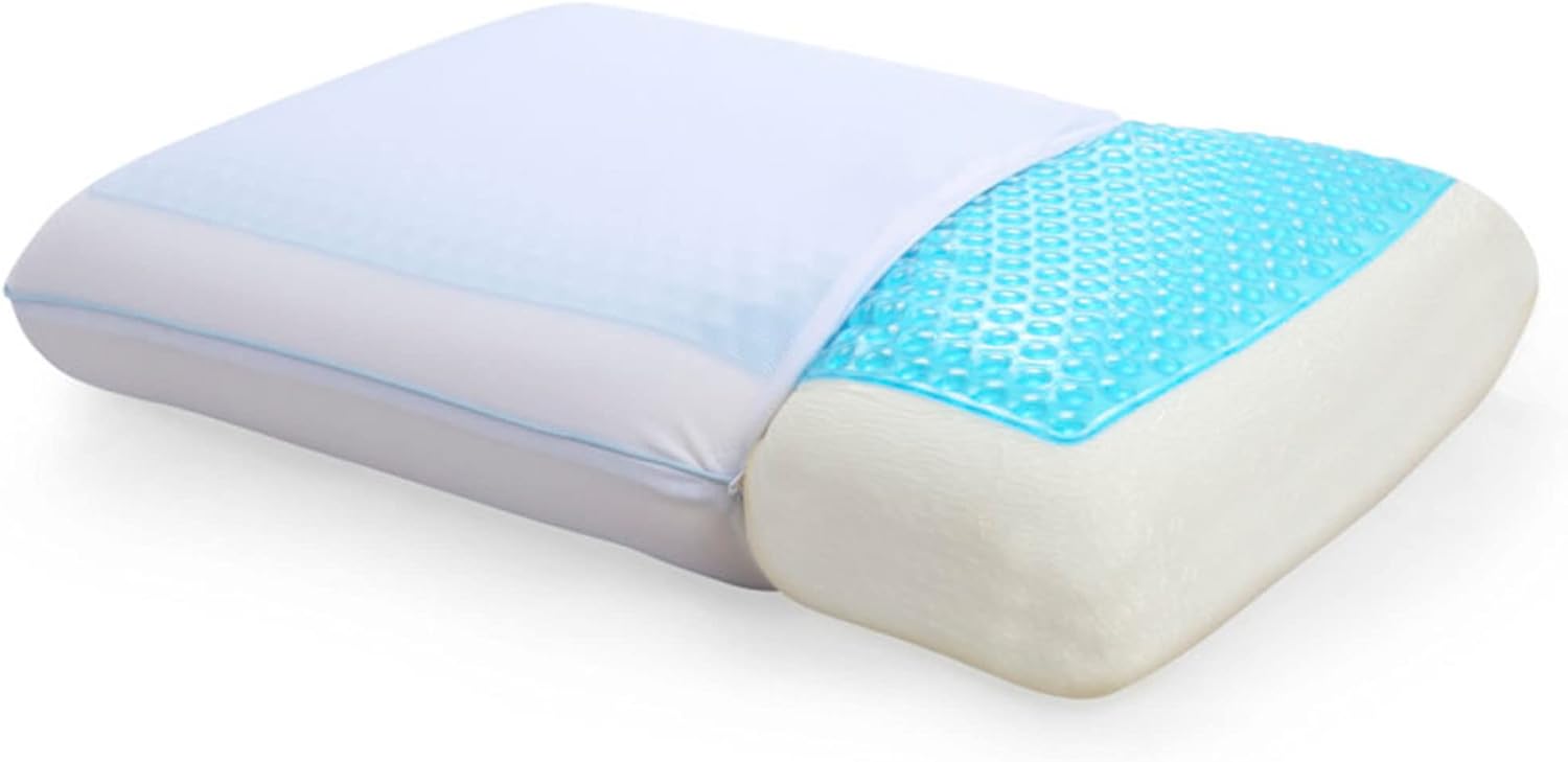 Reversible Cool Gel and Memory Foam Double-Sided Pillow, Orthopedic Support, Standard Size