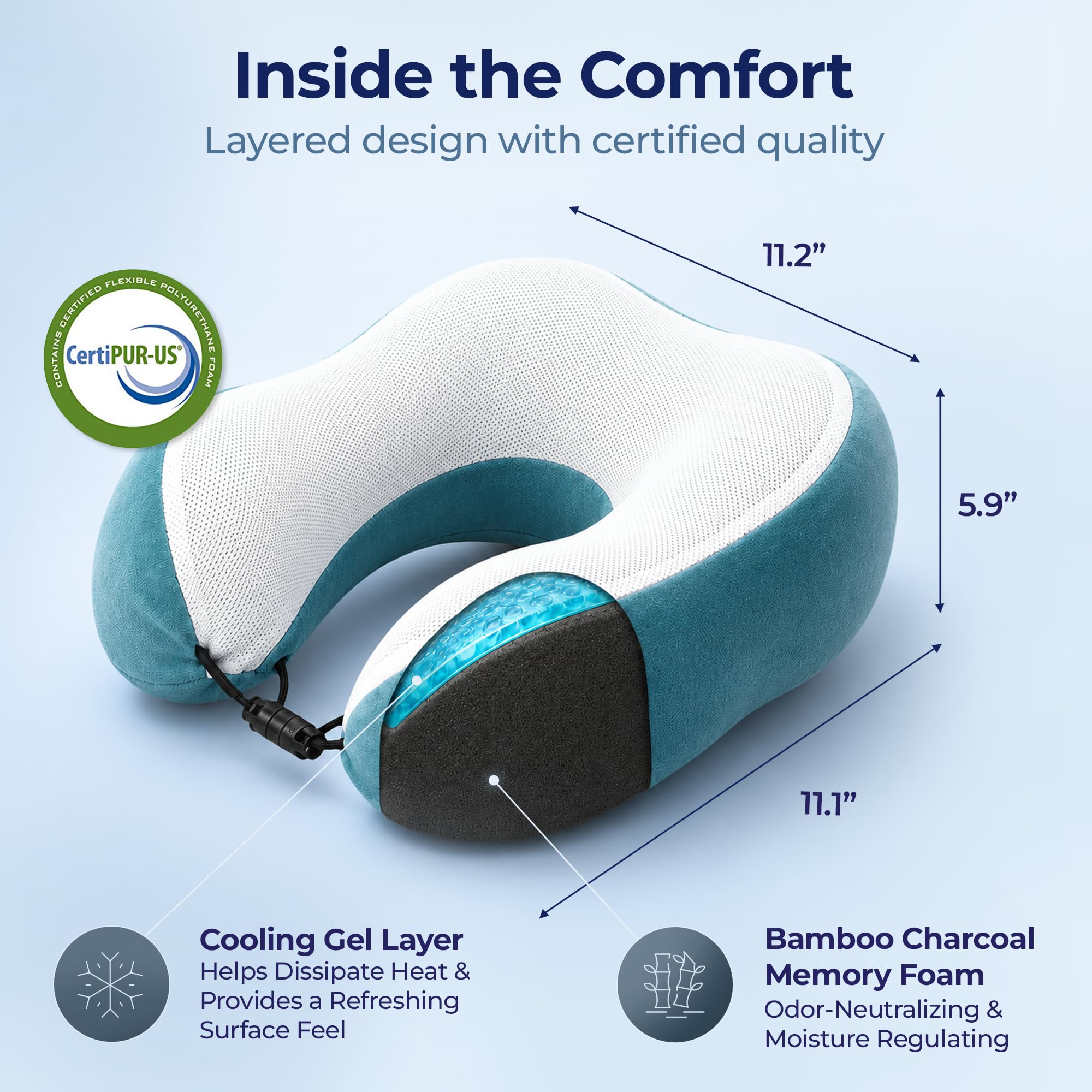 Cool Gel Neck Pillow 2.0 With Bamboo Charcoal