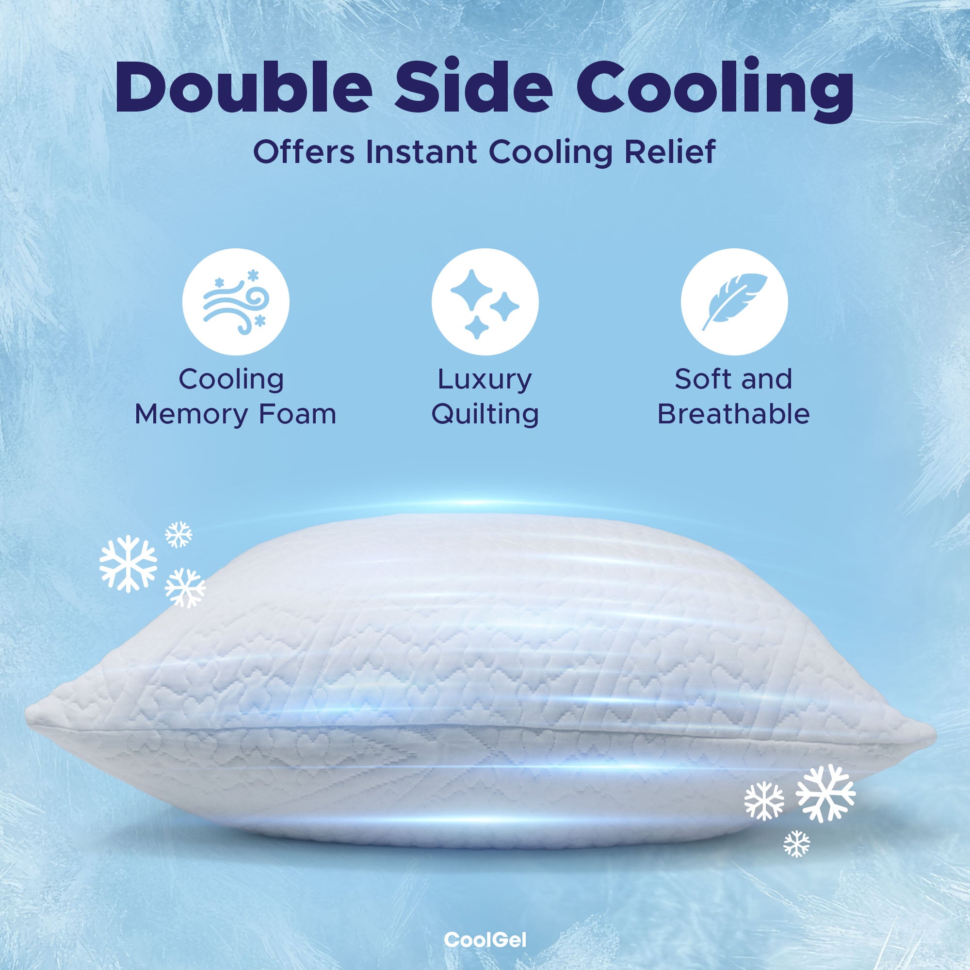 Cooling Pillow Standard Size - Shredded Memory Foam Pillow with Double Sided Cooling Gel