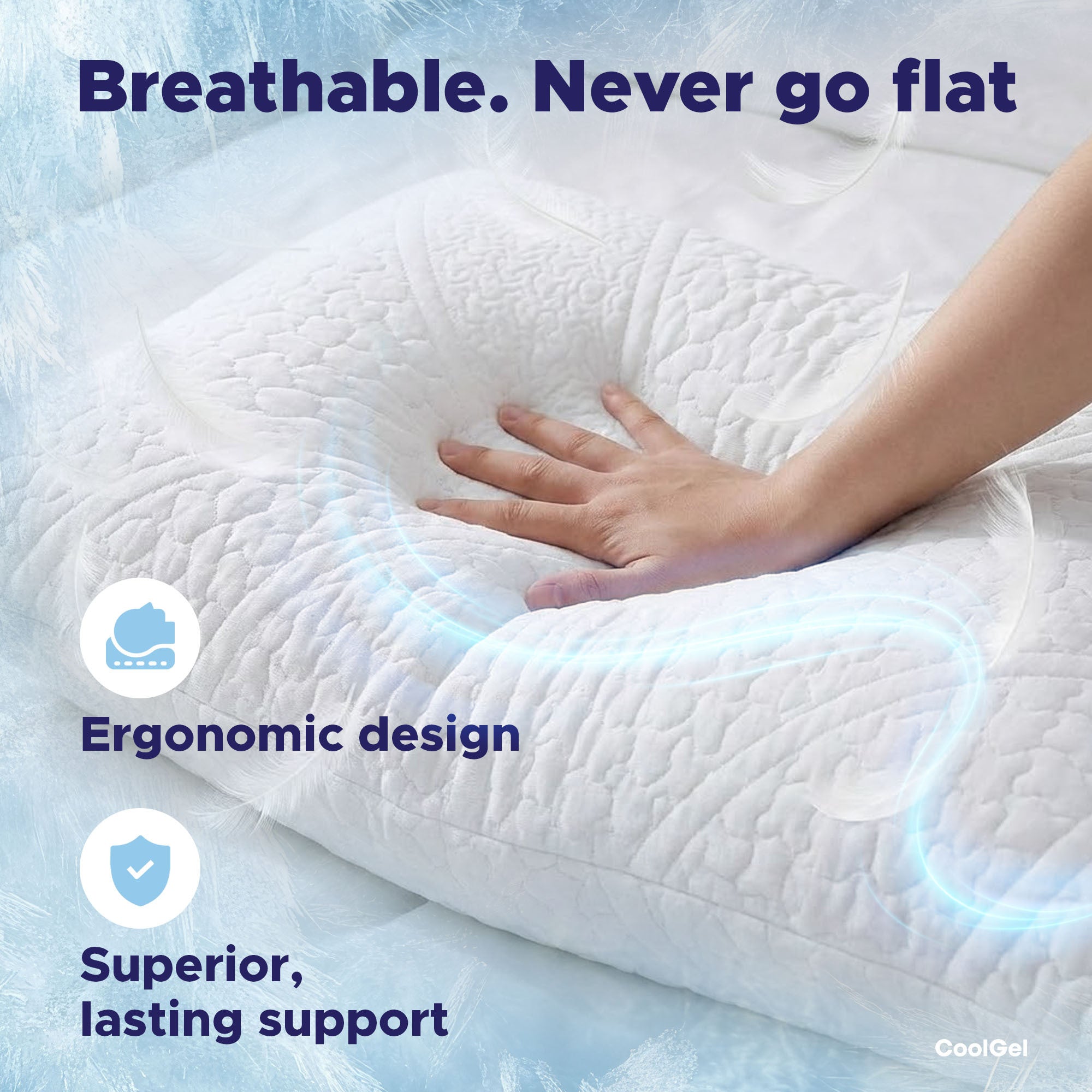Cooling Pillow Standard Size - Shredded Memory Foam Pillow with Double Sided Cooling Gel
